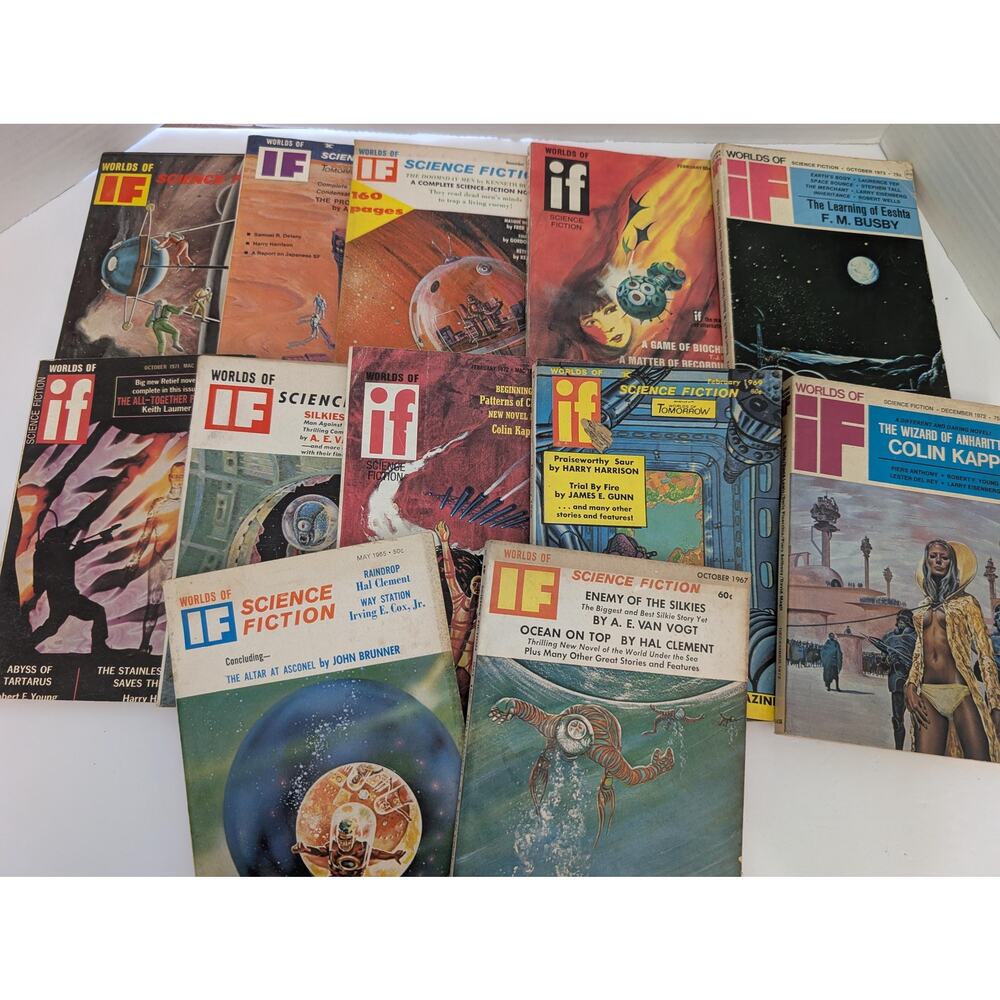 Vintage Worlds of IF Science Fiction Magazine Lot of 12 Sci Fi Classics